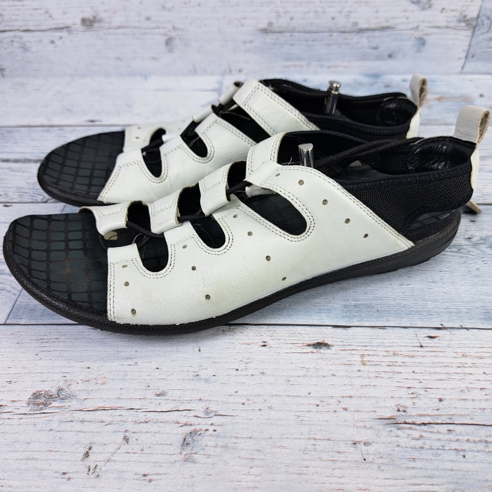 ECCO Jab Toggle Sandals Women's Eu 41 US 9.5 White Leather Comfort